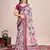 Multicolor printed floral print geometric print cotton linen bollywood saree with blouse
