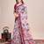 Multicolor printed floral print geometric print cotton linen bollywood saree with blouse