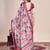 Multicolor printed floral print geometric print cotton linen bollywood saree with blouse