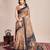 Multicolor printed floral print geometric print cotton linen bollywood saree with blouse