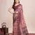 Multicolor printed floral print geometric print cotton linen bollywood saree with blouse