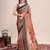 Multicolor printed floral print geometric print cotton linen bollywood saree with blouse