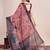 Multicolor printed floral print geometric print cotton linen bollywood saree with blouse