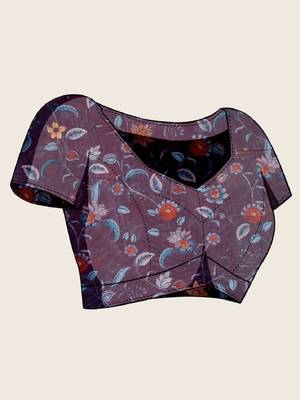 Multicolor printed floral print geometric print cotton linen bollywood saree with blouse 5
