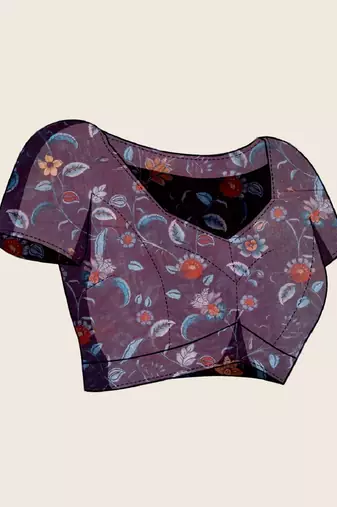 Multicolor printed floral print geometric print cotton linen bollywood saree with blouse