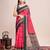 Multicolor printed floral print geometric print cotton linen bollywood saree with blouse