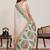 Cream printed linan bollywood saree with blouse