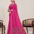 Dark pink printed linan bollywood saree with blouse