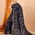 Black woven self design embellished pure silk banarasi saree with blouse