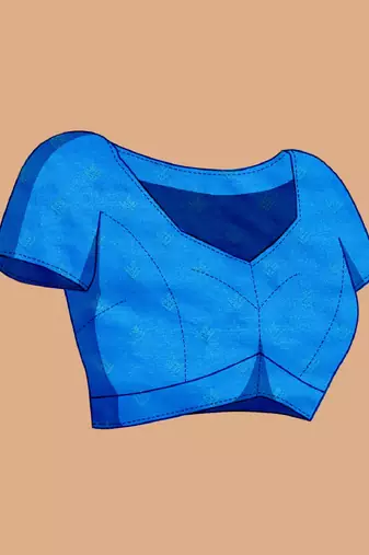 Blue woven self design embellished pure silk banarasi saree with blouse