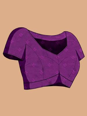 Magenta woven self design embellished silk blend banarasi saree with blouse 5