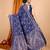 Navy blue woven self design embellished pure silk banarasi saree with blouse