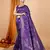 Violet woven self design embellished pure silk banarasi saree with blouse