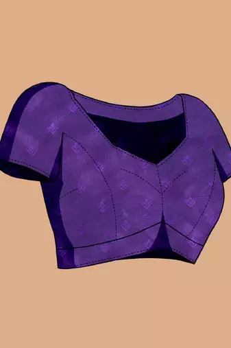 Violet woven self design embellished pure silk banarasi saree with blouse