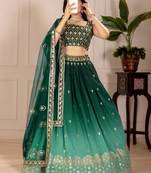 Green Color  Embroidery Thread & Sequence Work  Silk  Lahenga Choli Set