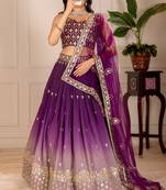 Wine Color  Embroidery Thread & Sequence Work  Silk  Lahenga Choli Set