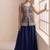 Navy georgette stitched plazzo suit with sequence lakhnavi embroidery work