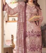 Brown chiffon semi stitched suit with embroidery & sequence work
