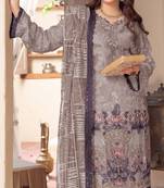 Grey chiffon semi stitched suit with embroidery & sequence work
