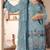 Blue chiffon semi stitched suit with embroidery & sequence work