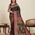 Black floral print woven soft silk kalamkari saree with blouse
