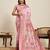 Pink floral print woven soft silk kalamkari saree with blouse