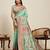 Pista green floral print woven soft silk kalamkari saree with blouse
