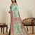 Pista green floral print woven soft silk kalamkari saree with blouse