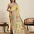 Yellow floral print woven soft silk kalamkari saree with blouse