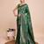 Green woven embellished pure silk banarasi saree with blouse
