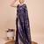 Navy blue woven embellished pure silk banarasi saree with blouse