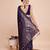 Navy blue woven embellished pure silk banarasi saree with blouse