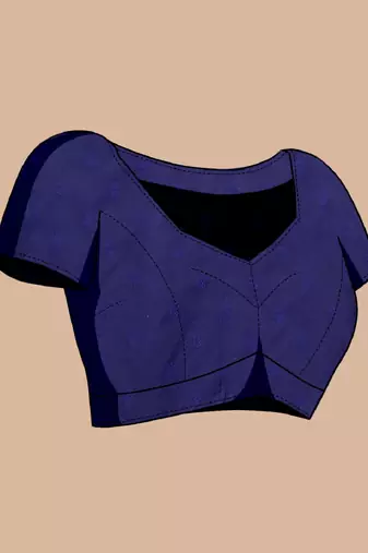 Navy blue woven embellished pure silk banarasi saree with blouse