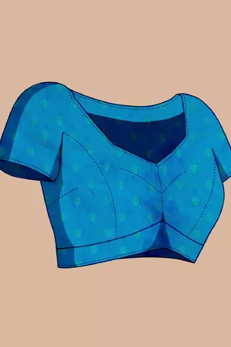 Teal blue woven embellished pure silk banarasi saree with blouse