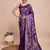 Violet woven embellished pure silk banarasi saree with blouse