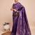 Violet woven embellished pure silk banarasi saree with blouse
