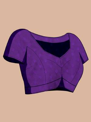 Violet woven embellished silk blend banarasi saree with blouse 5