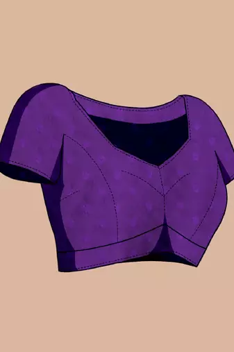 Violet woven embellished pure silk banarasi saree with blouse