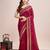 Dark pink embroidered silk blend bollywood saree with blouse