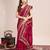 Dark pink embroidered silk blend bollywood saree with blouse