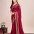 Dark pink embroidered silk blend bollywood saree with blouse