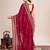 Dark pink embroidered silk blend bollywood saree with blouse