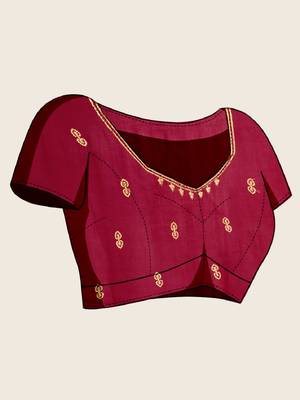 Dark pink embroidered silk blend bollywood saree with blouse 5
