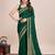 Green embroidered silk blend bollywood saree with blouse