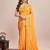 Mustard embroidered silk blend bollywood saree with blouse