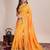 Mustard embroidered silk blend bollywood saree with blouse