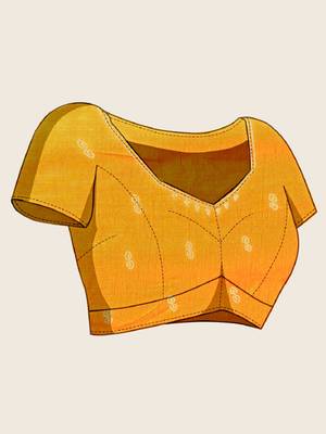 Mustard embroidered silk blend bollywood saree with blouse 5