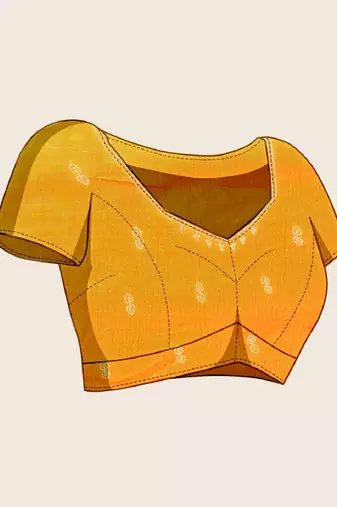 Mustard embroidered silk blend bollywood saree with blouse