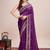 Purple embroidered silk blend bollywood saree with blouse