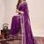 Purple embroidered silk blend bollywood saree with blouse
